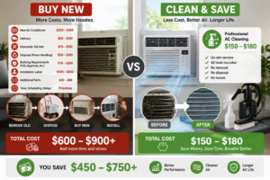 Cost comparison between replacing a window air conditioner and professional AC cleaning in NYC